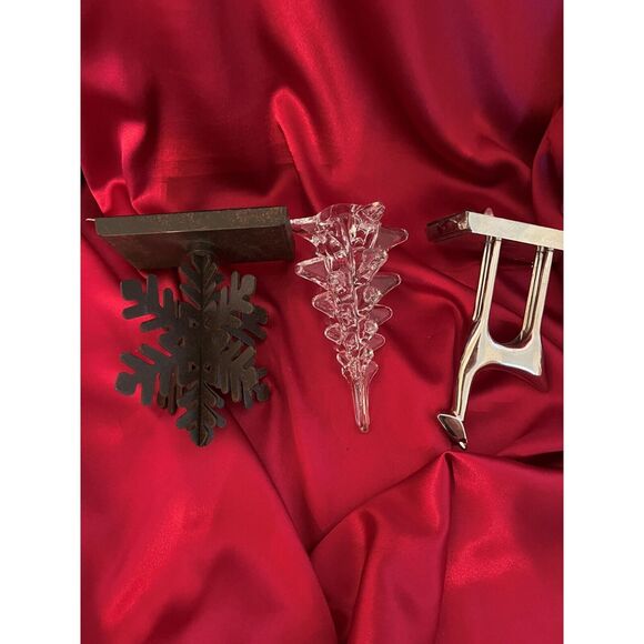 Christmas Stocking Holders, Murano-Style Crystal Tree Figurine 3 Holiday Pieces - Picture 6 of 6